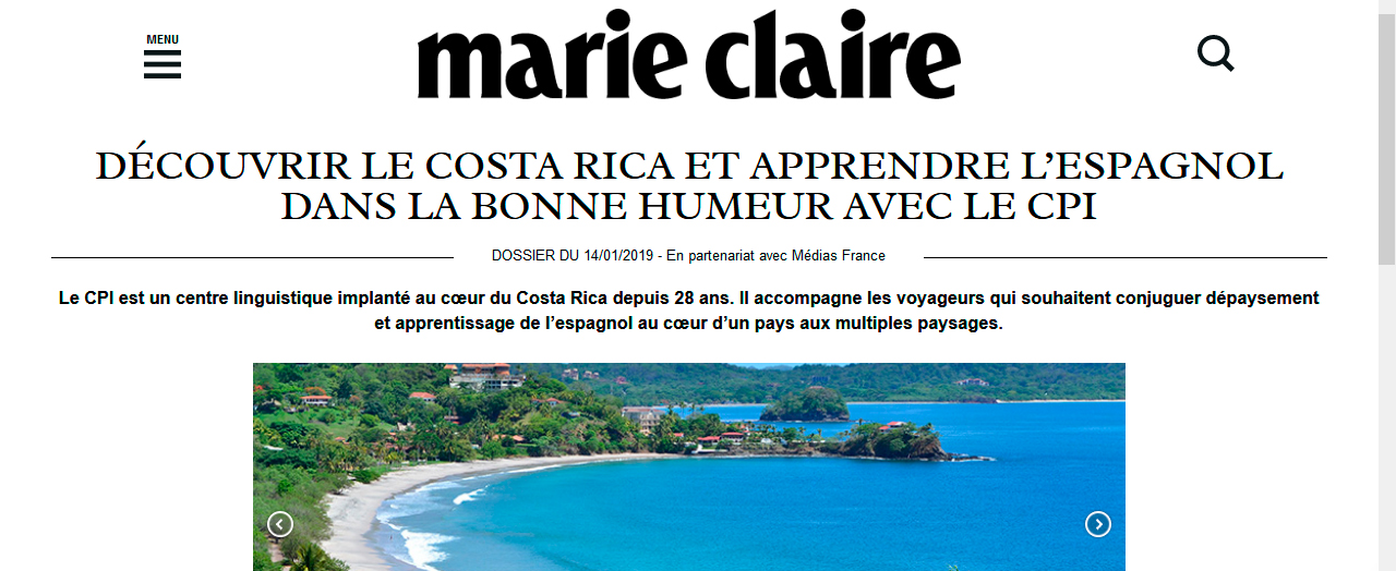 Le CPI école d'espagnol recommandée par le Magazine Marie-Claire